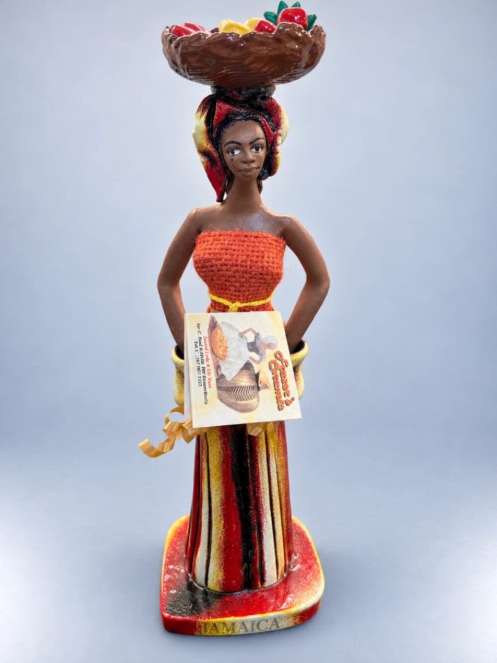 Jamaica Frazer’s Ceramics Handmade Caribbean Fruit Seller Figurine Folk Art
